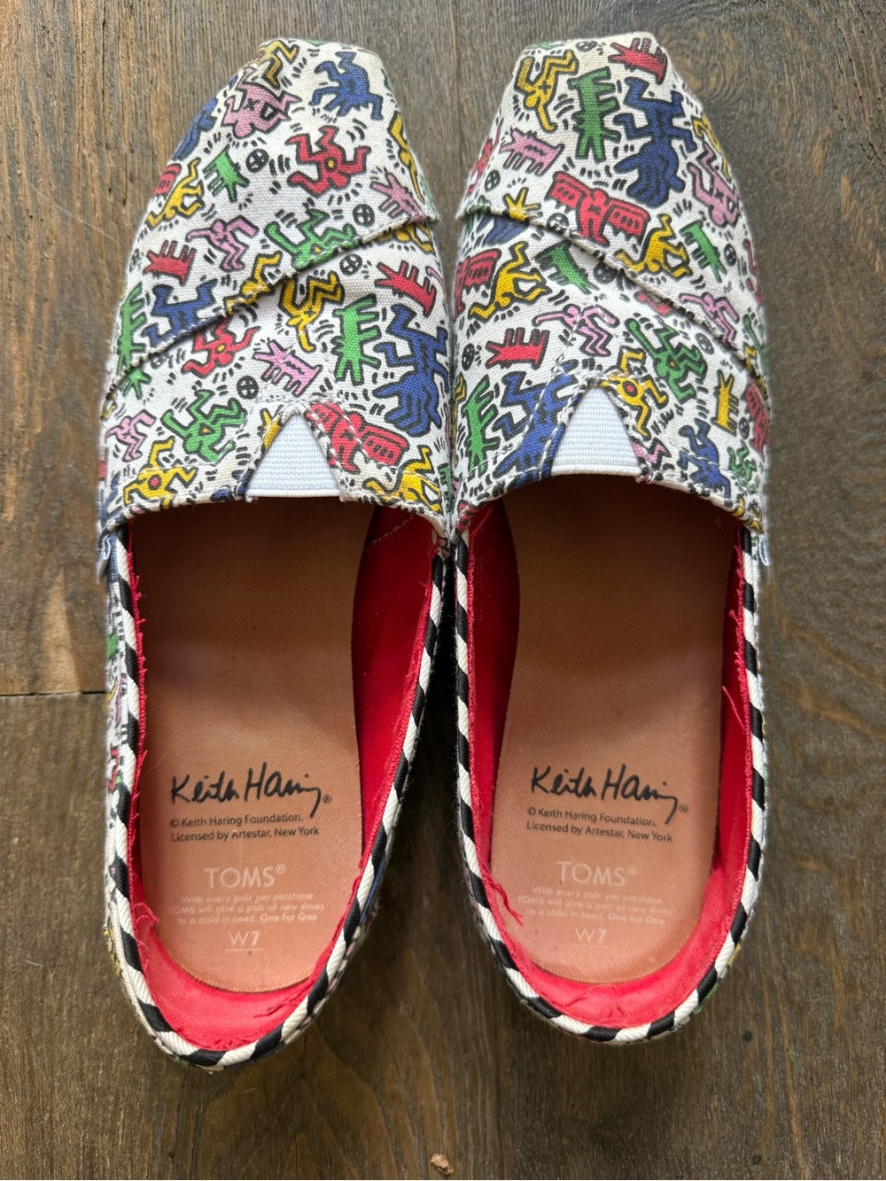 Toms Keith Haring Edition Slip-On Sneakers with Multicolor Figure Print
